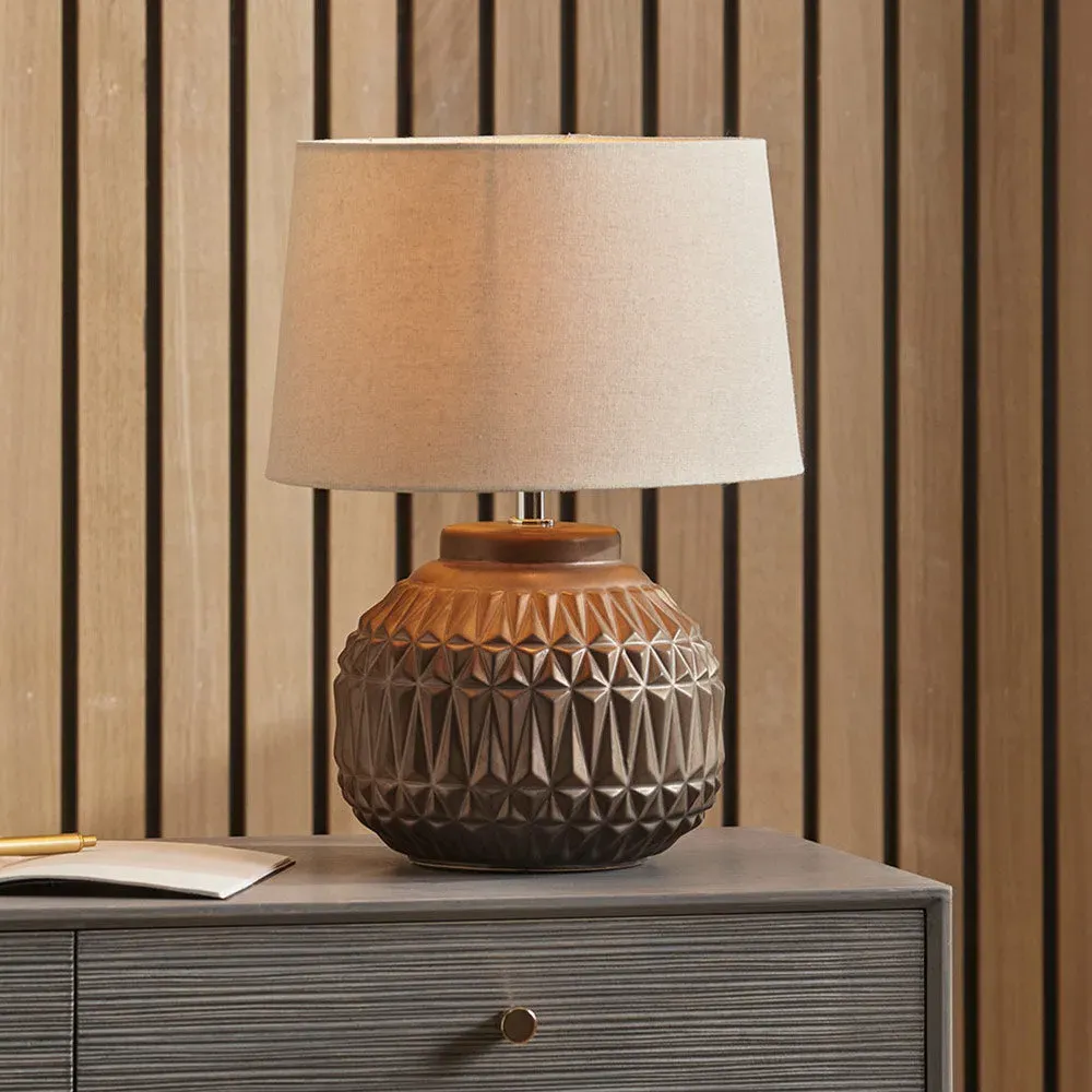 Aztec Texture Ceramic Table Lamp - Brown, White product