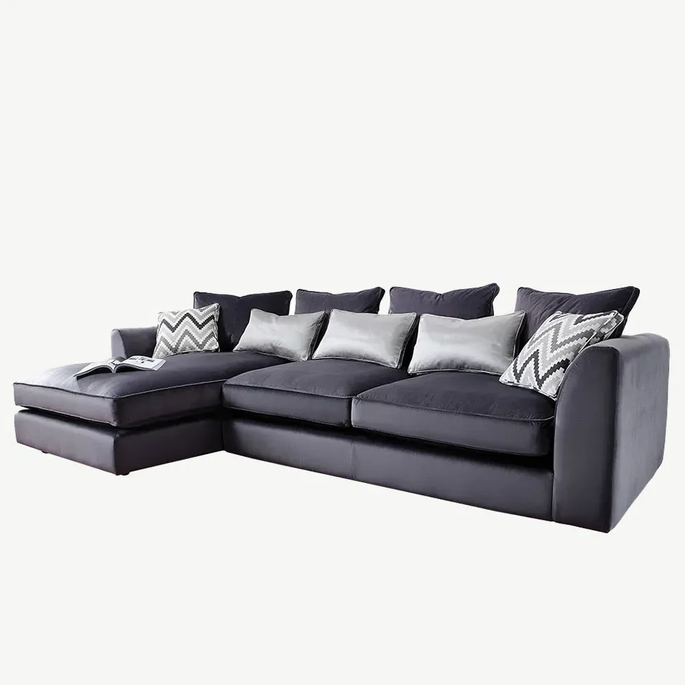 Beckton Large Chaise Sofa - Velvet alternate view