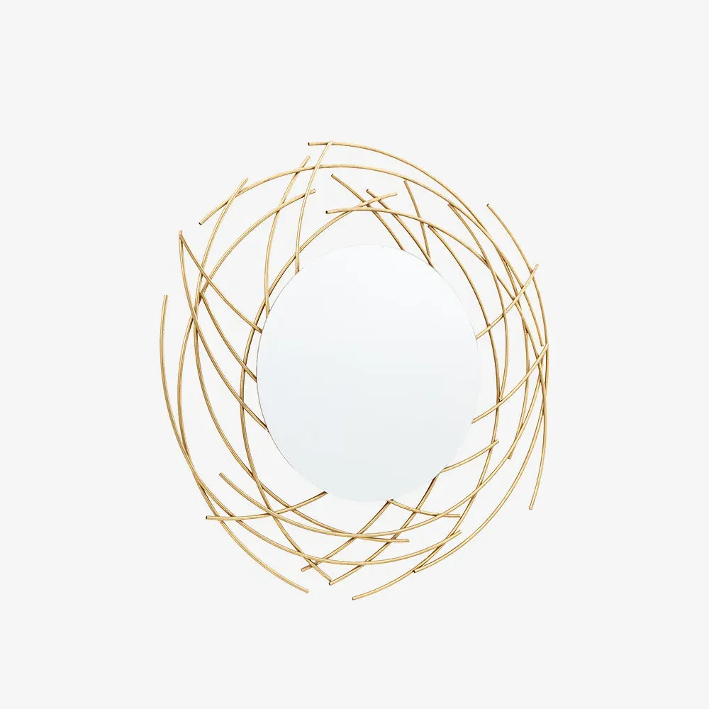 Berlin Round Wall Mirror - Gold, Iron alternate view