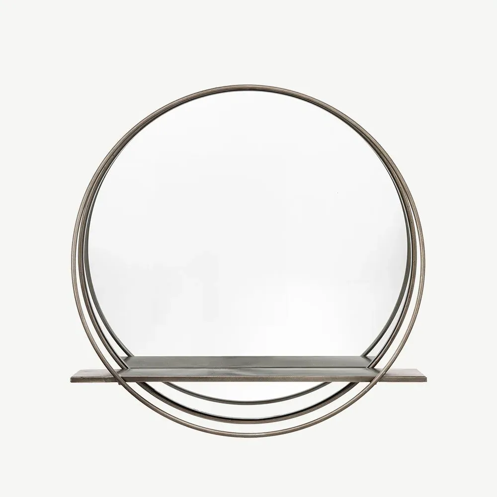 Bilbao Small Round Shelf Mirror - Industrial Style alternate view
