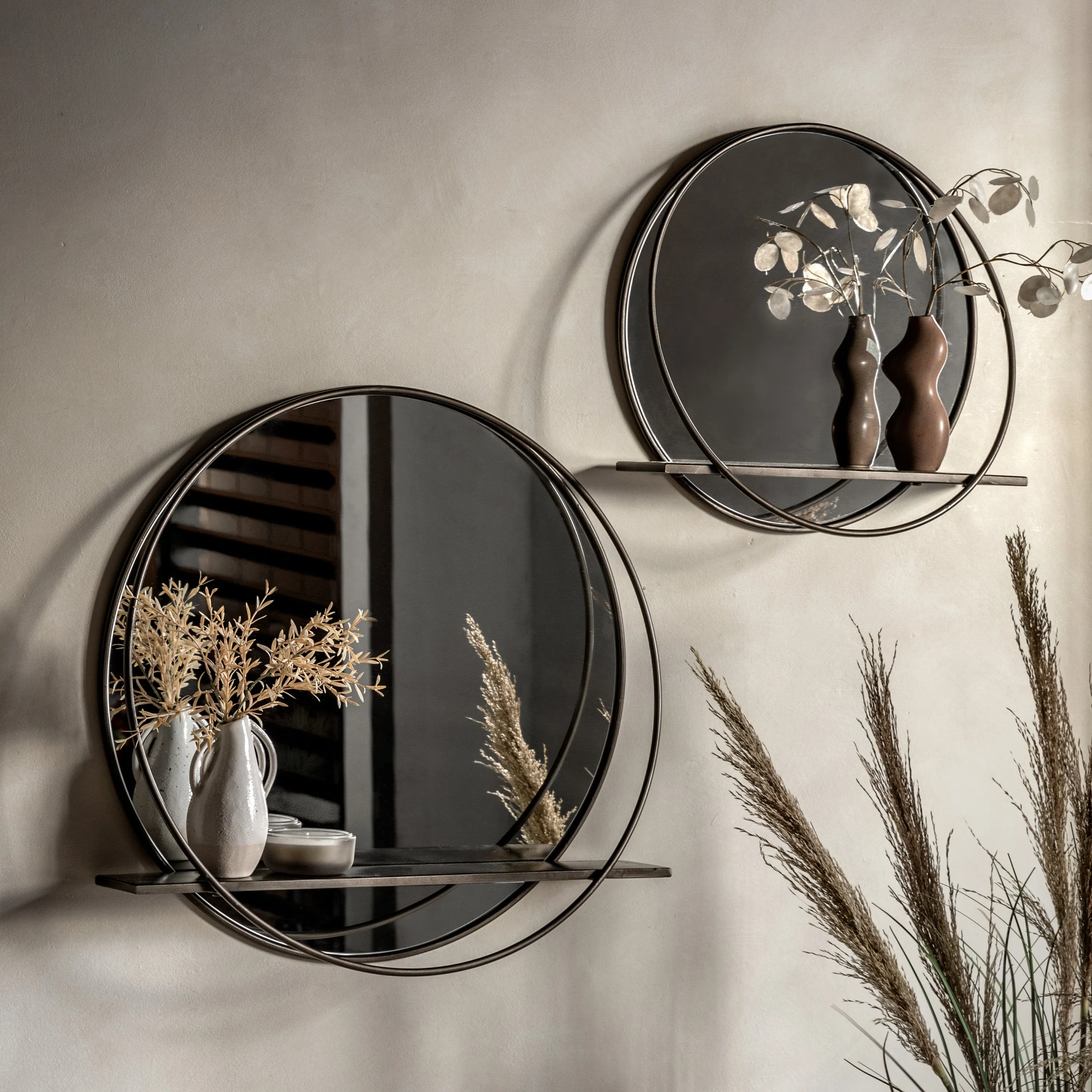Bilbao Small Round Shelf Mirror - Industrial Style product