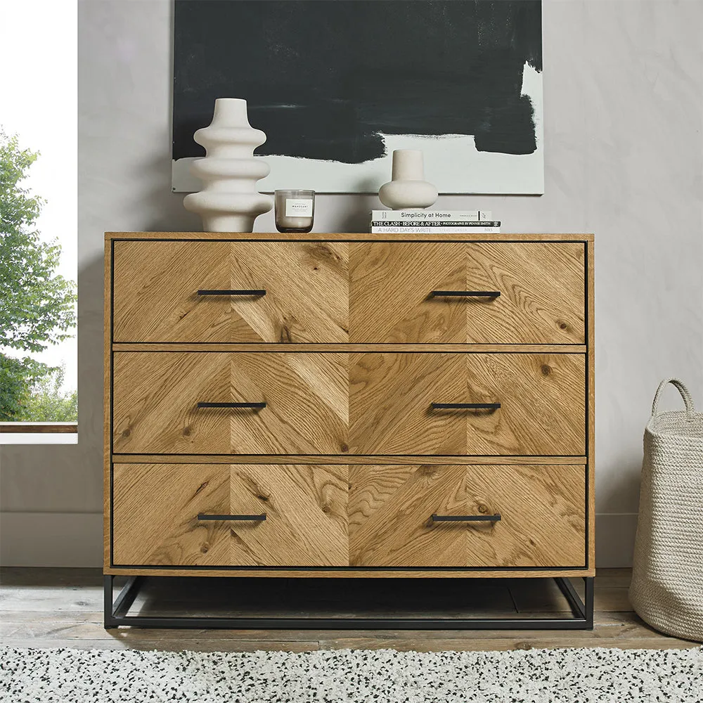 Birchwood Rustic Oak 3 Drawer Chest - Oak product