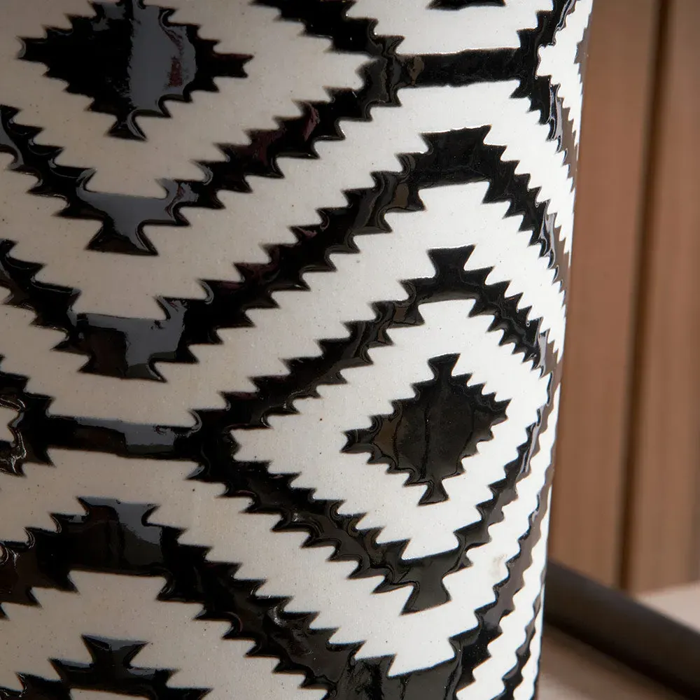 Black & White Ikat Ceramic Table Lamp alternate view