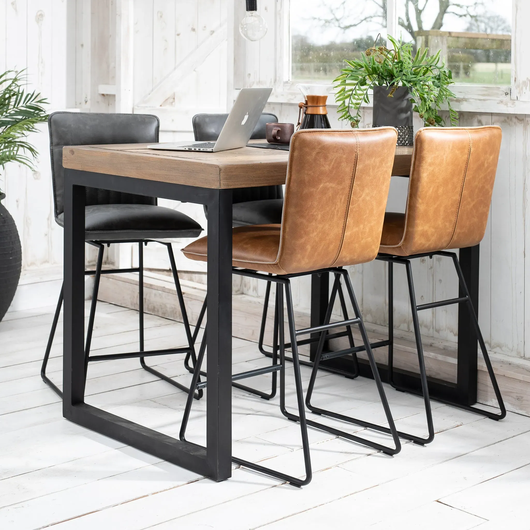 Blake Rectangular Bar Table - Reclaimed Wood, Black Metal product
