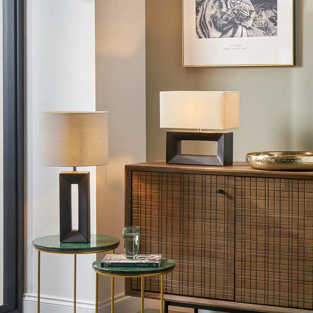 Block Table Lamp - Black, Linen alternate view