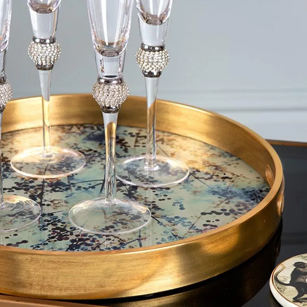 Blossom Pattern Serving Tray - Gold alternate view