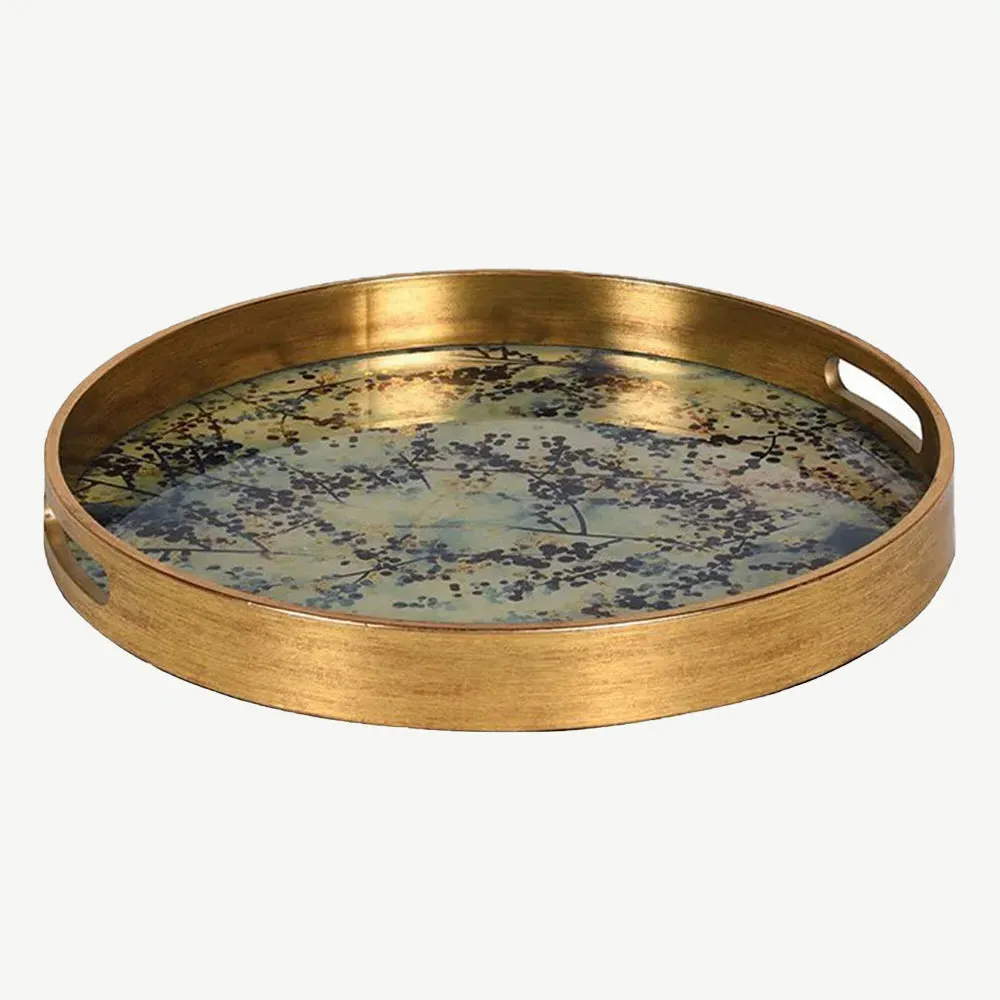 Blossom Pattern Serving Tray - Gold product