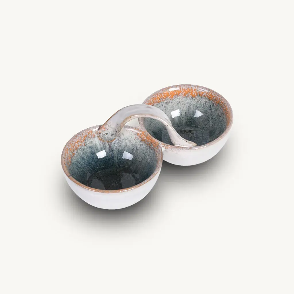 Blue Ombre Handled Double Bowl alternate view