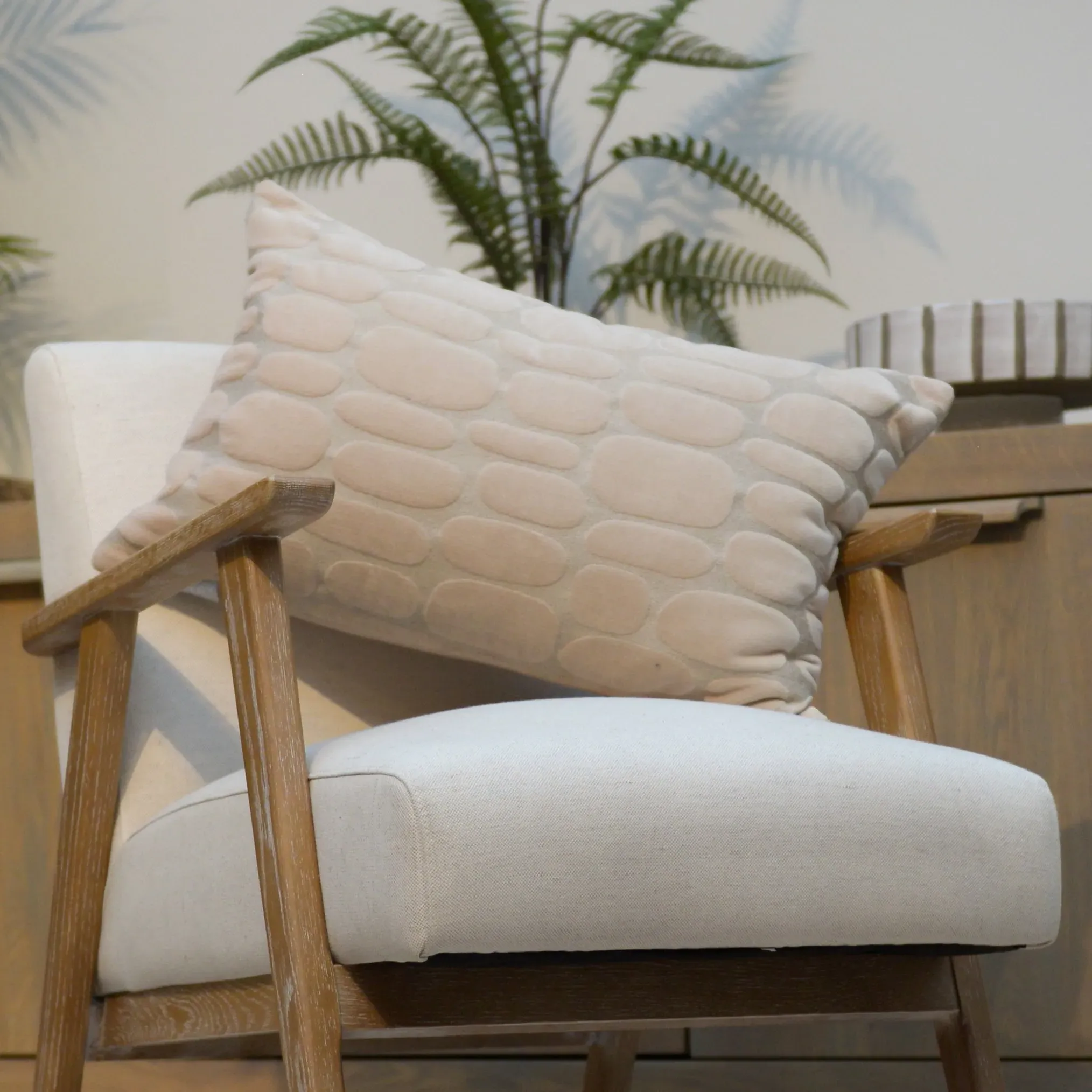 Boulder Bolster Cushion - Beige, Velvet alternate view