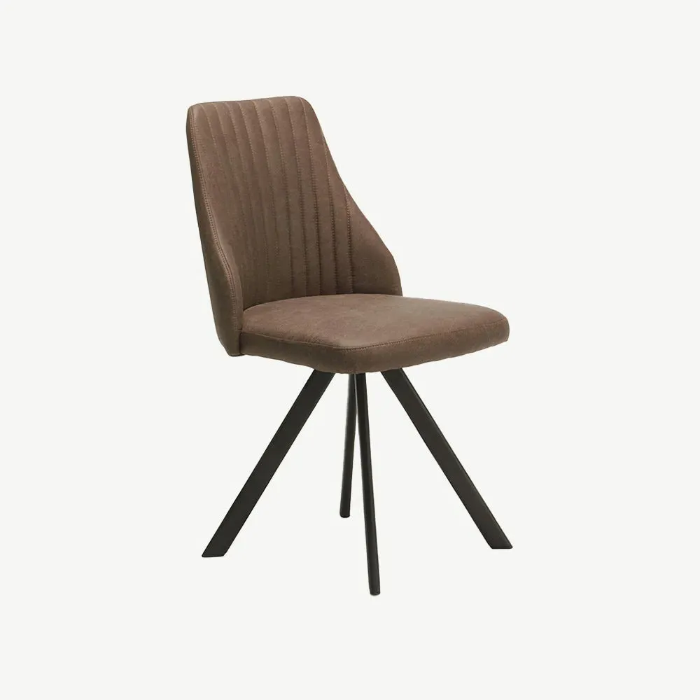 Brady Swivel Dining Chair - Brown, Faux Bison alternate view