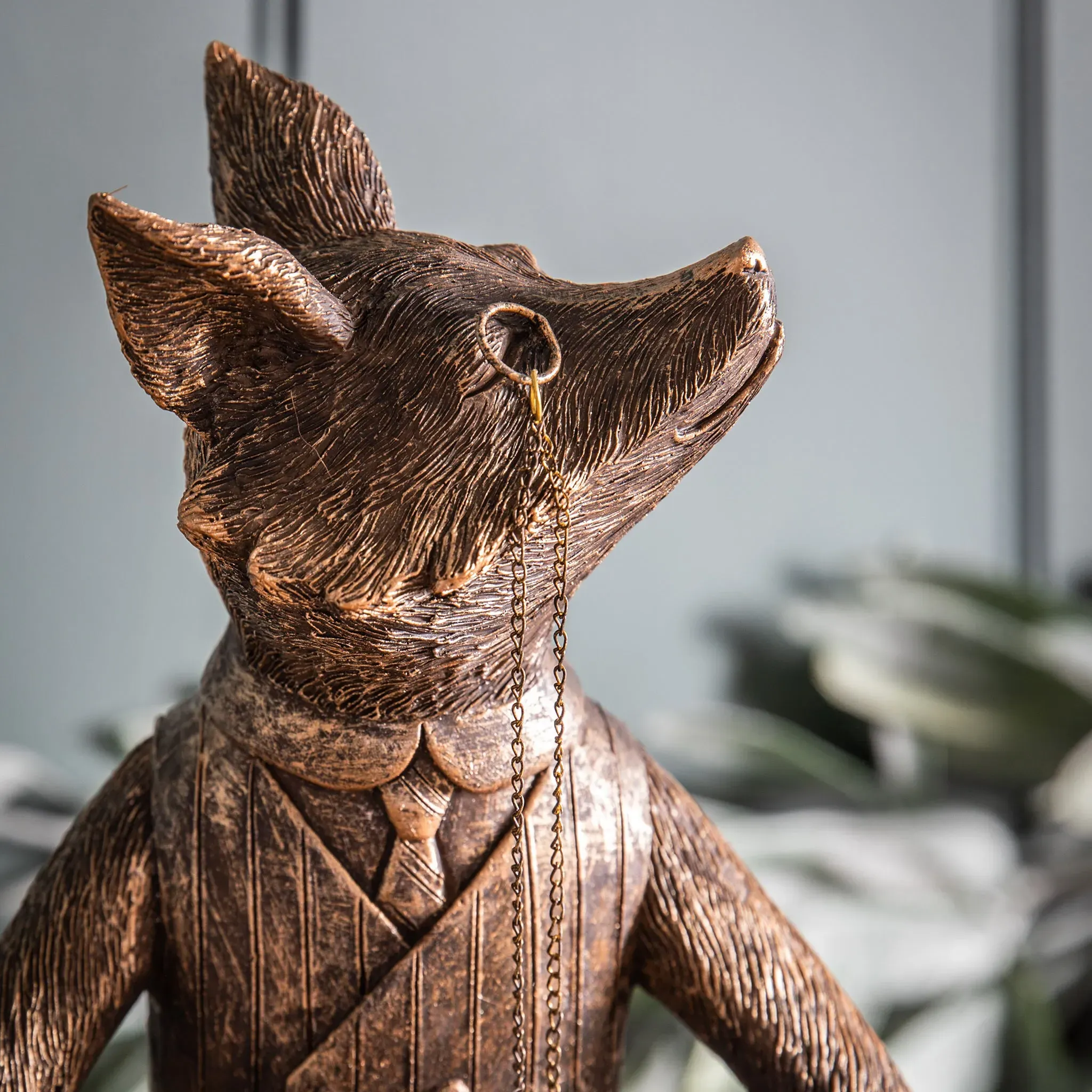 Bronze Fox Ornament with Monocle and Cane - Bronze, Resin alternate view