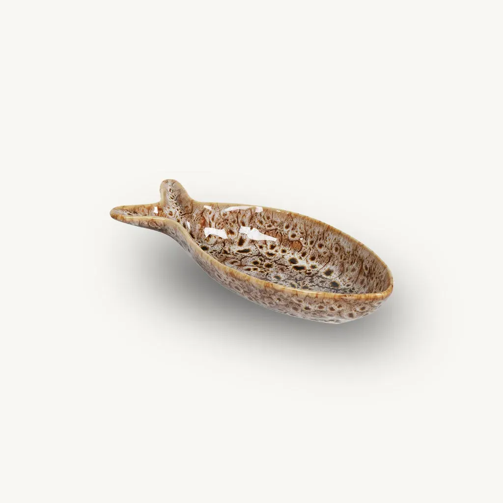 Brown Speckled Fish Dish - Brown, Ceramic alternate view