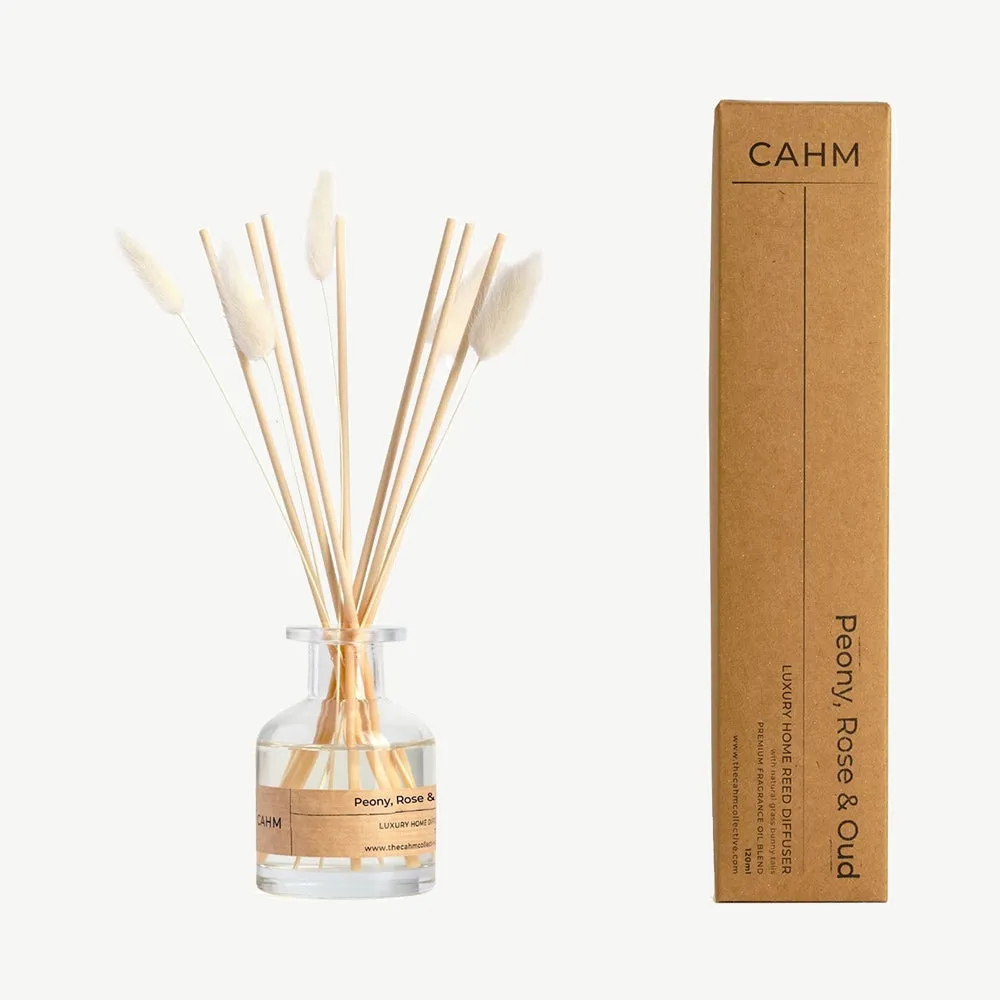 Cahm Peony, Rose & Oud Reed Diffuser - Clear Glass product