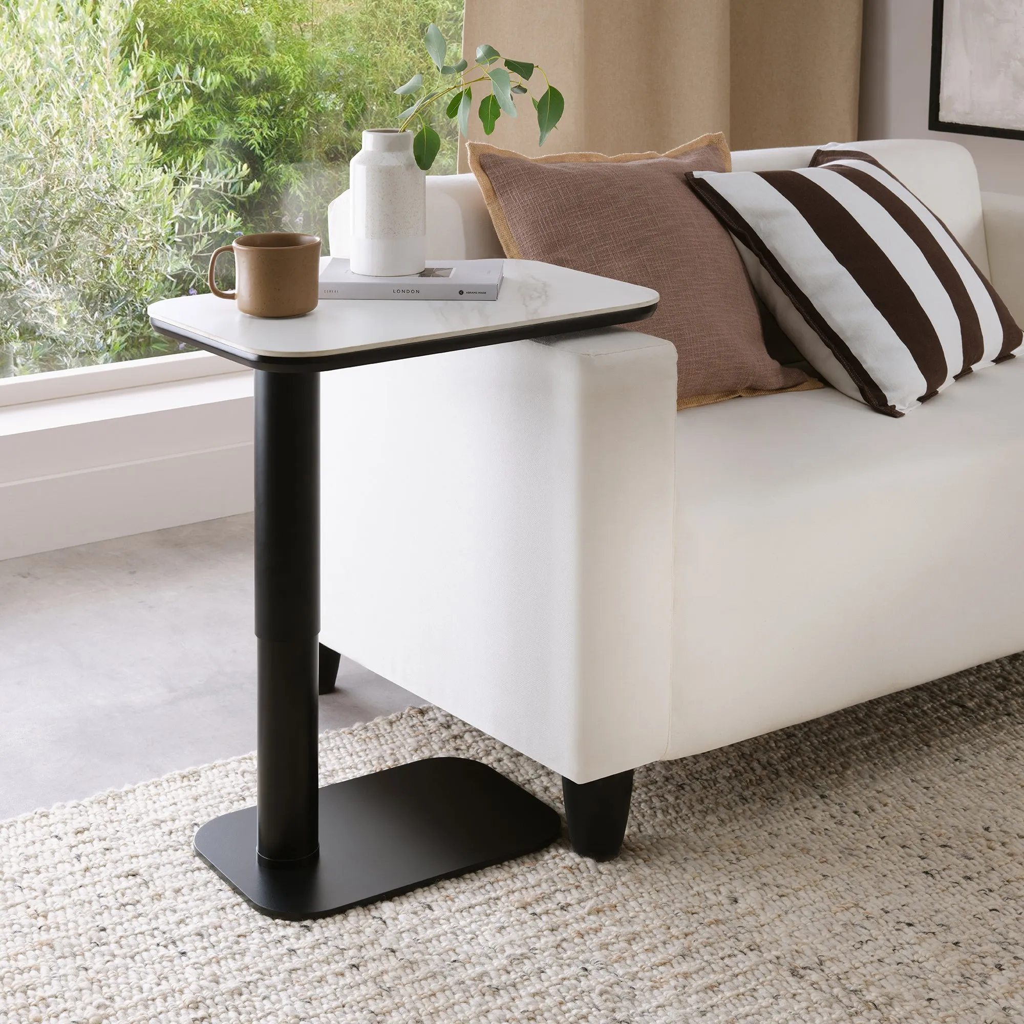 Calvin Sofa Table with Gas-Lift - White, Sintered Stone product