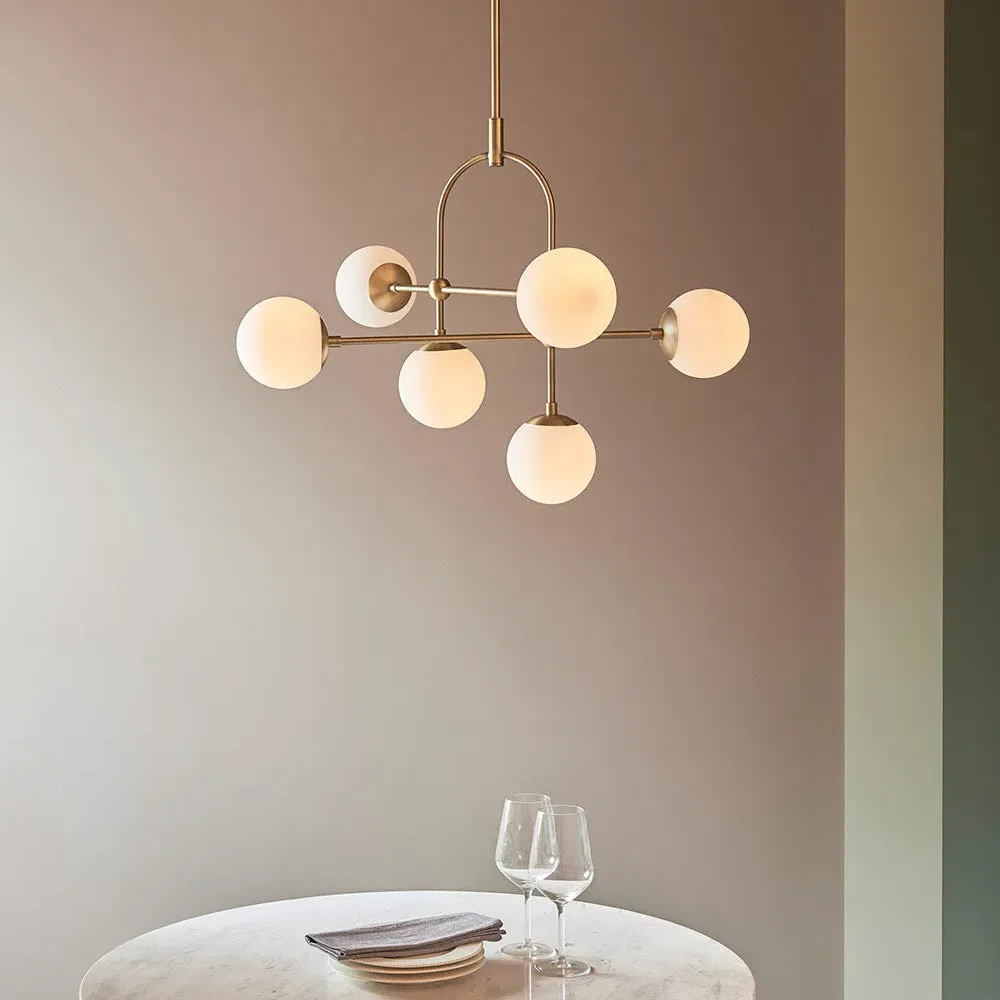 Catherine Asymmetrical Pendant Light - Opal Glass, Antique Brass alternate view