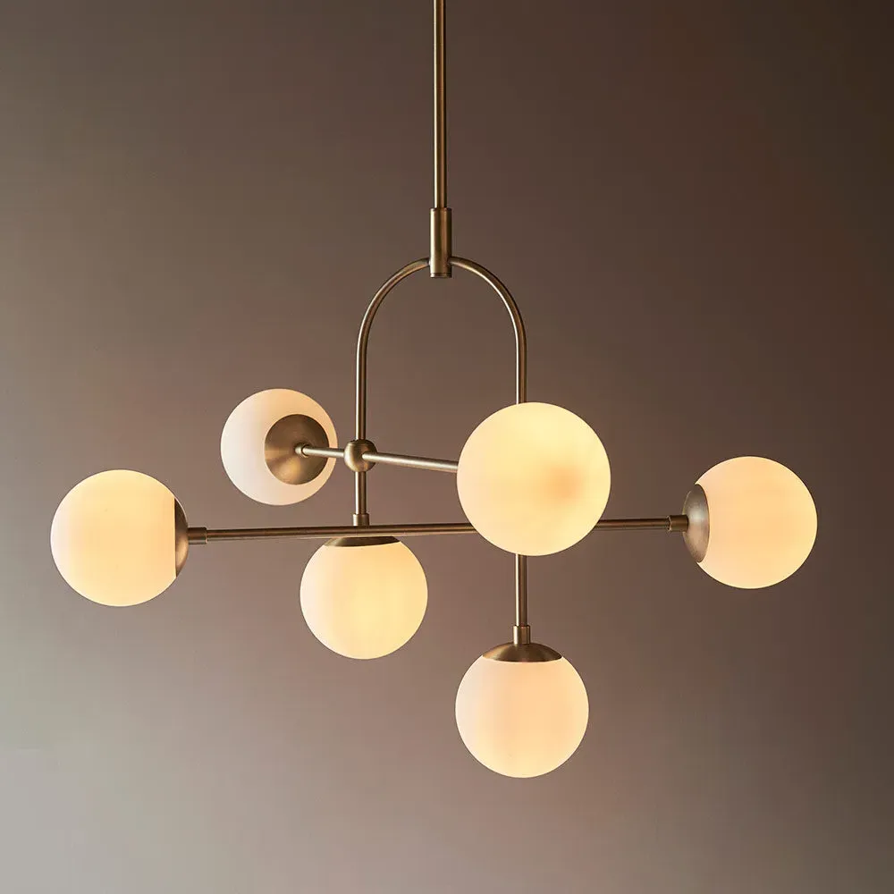 Catherine Asymmetrical Pendant Light - Opal Glass, Antique Brass product