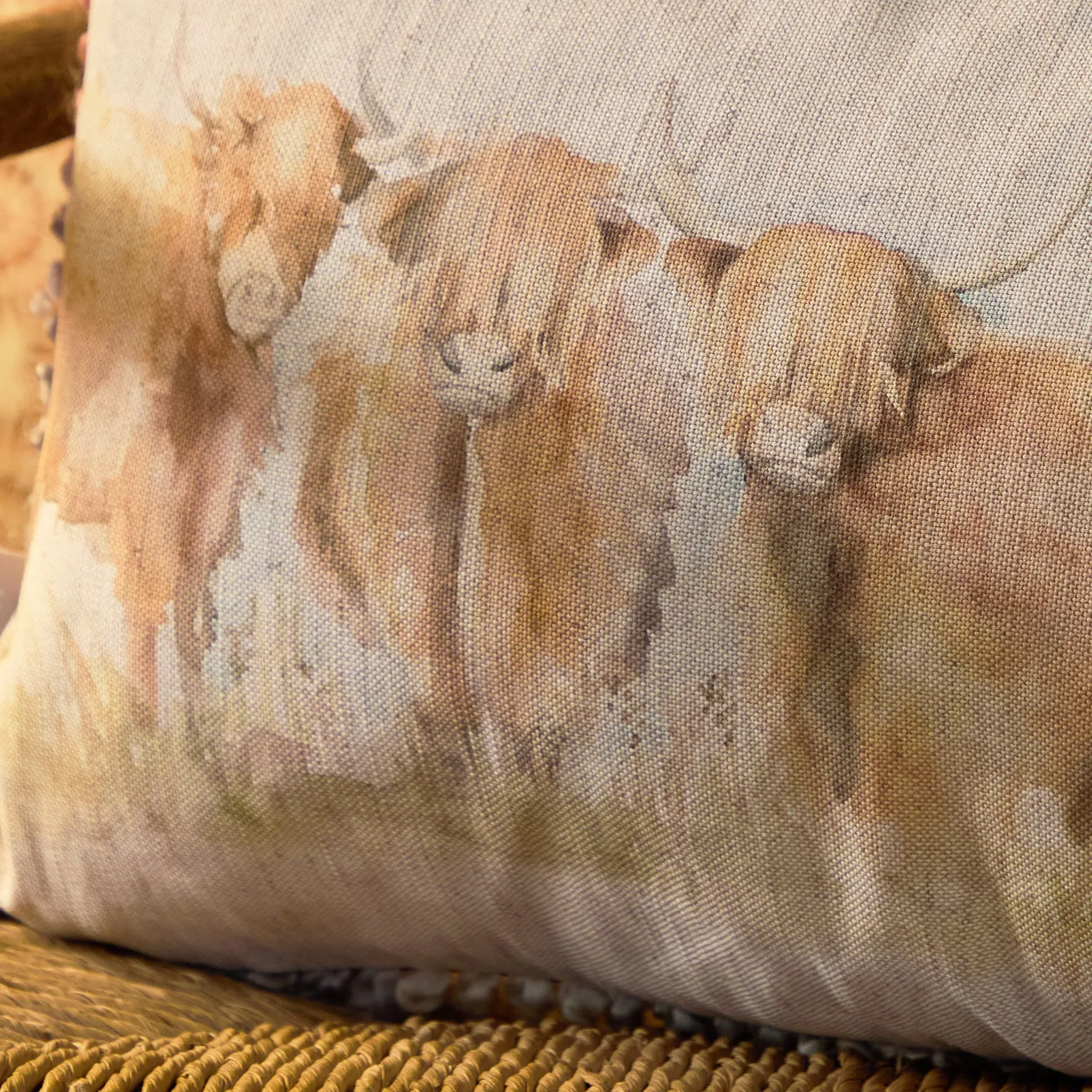 Chasca Highland Cattle Cushion - Linen Blend alternate view