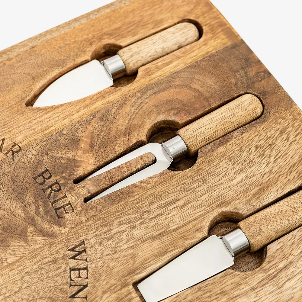 Cheeseboard Set with Utensils - Mango Wood, Steel alternate view