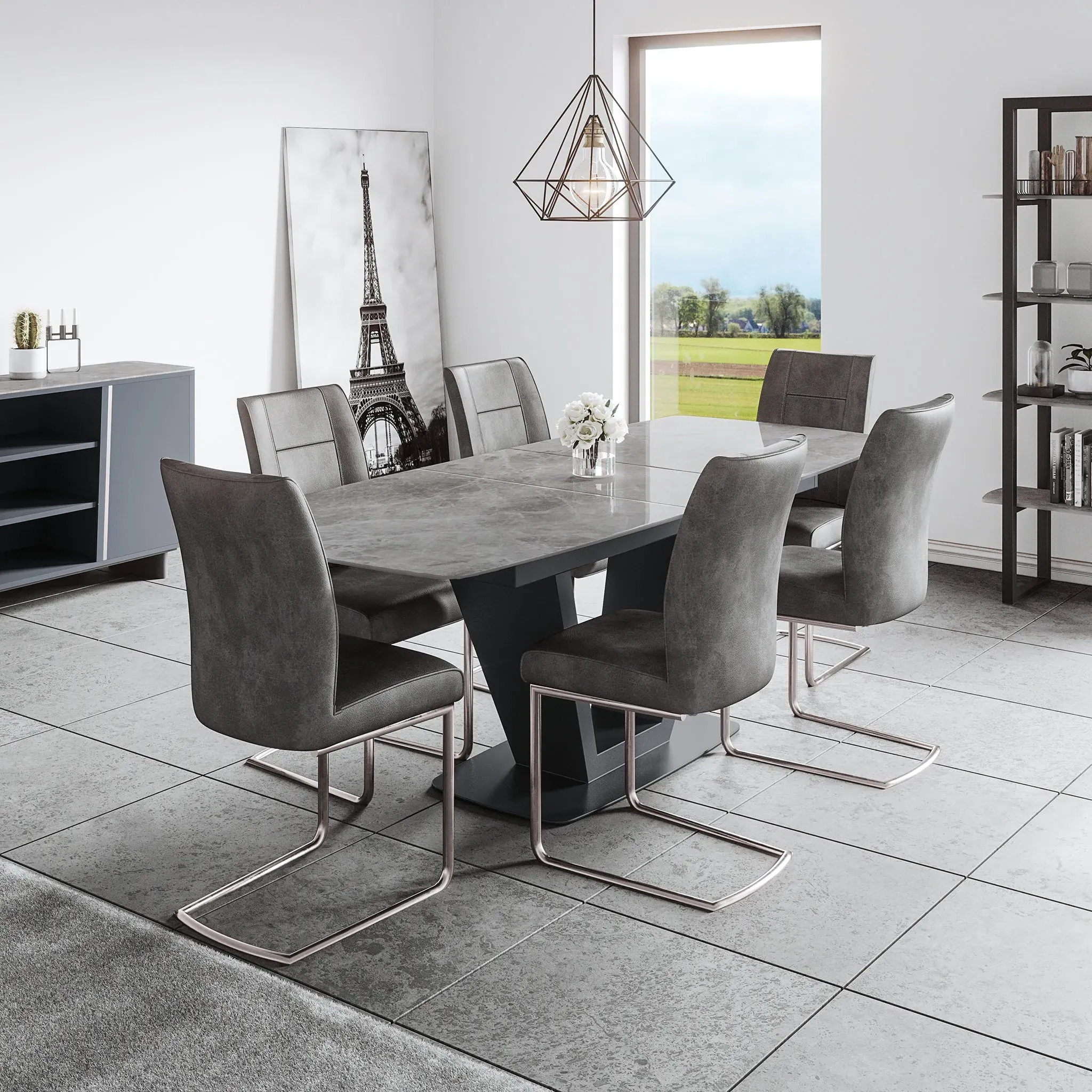 Cordova Contour Dining Chair - Dark Grey, PU Suede product
