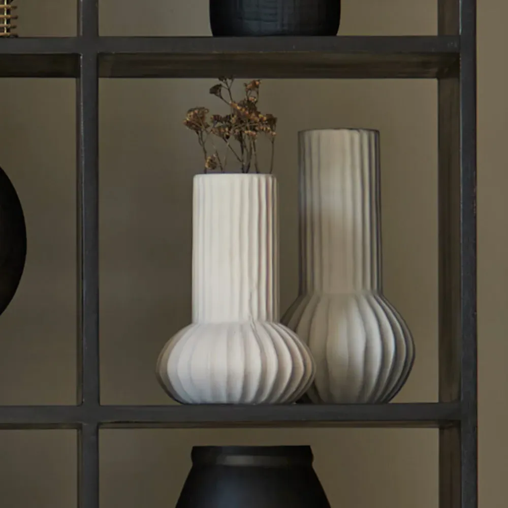Cream Ribbed Vase - Cream, Ceramic alternate view