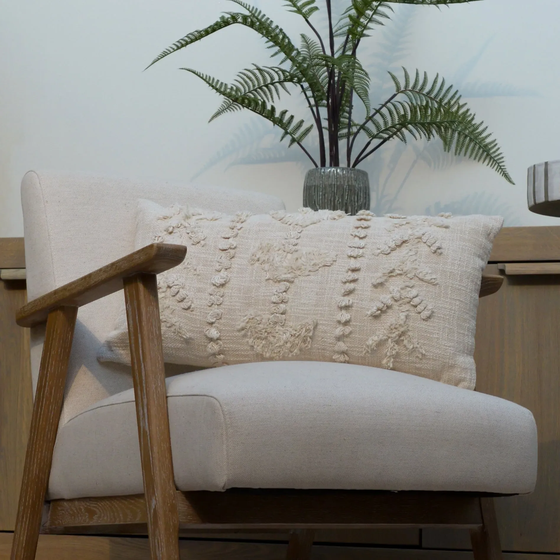 Cream Woven Bolster Cushion alternate view