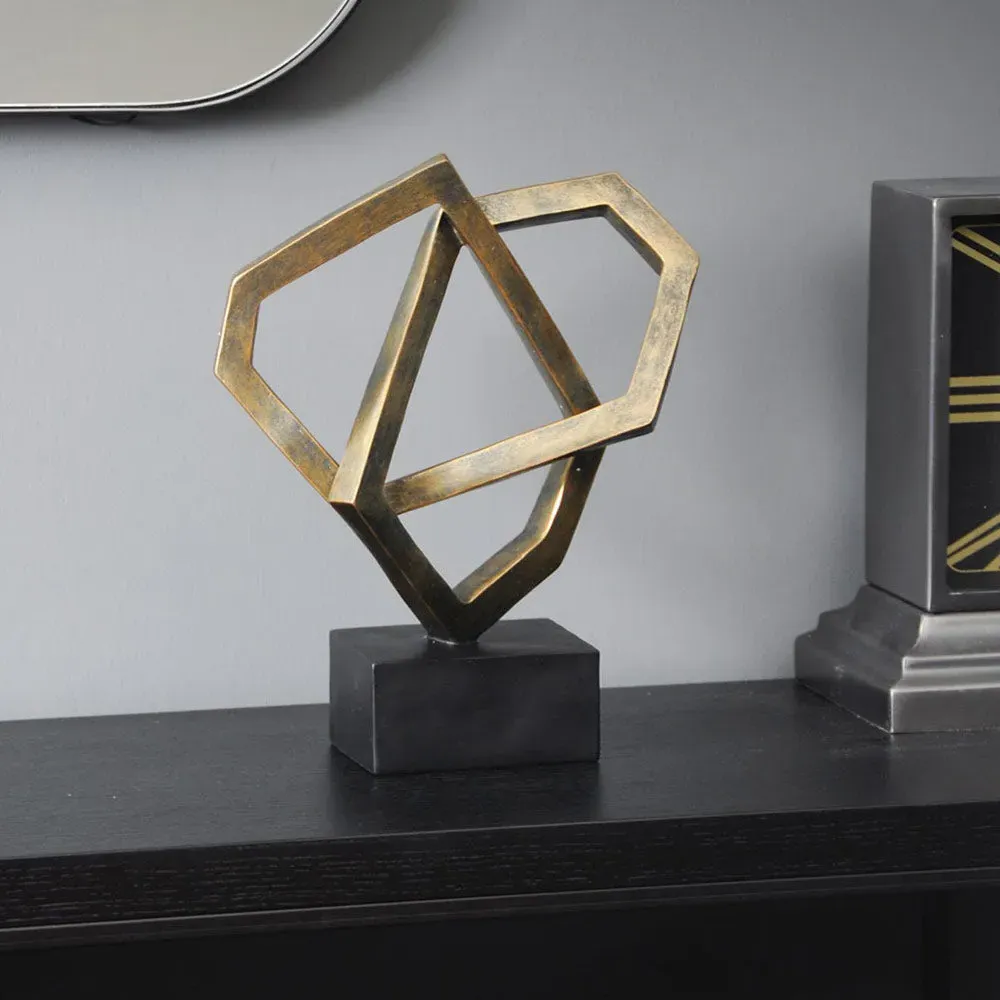 Cubist Sculpture on Plinth - Antique Bronze alternate view