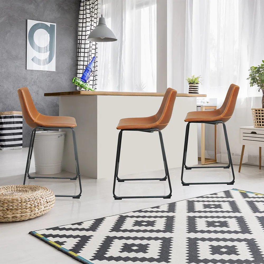 Dale Counter Stool - Light Brown, Vegan Leather product
