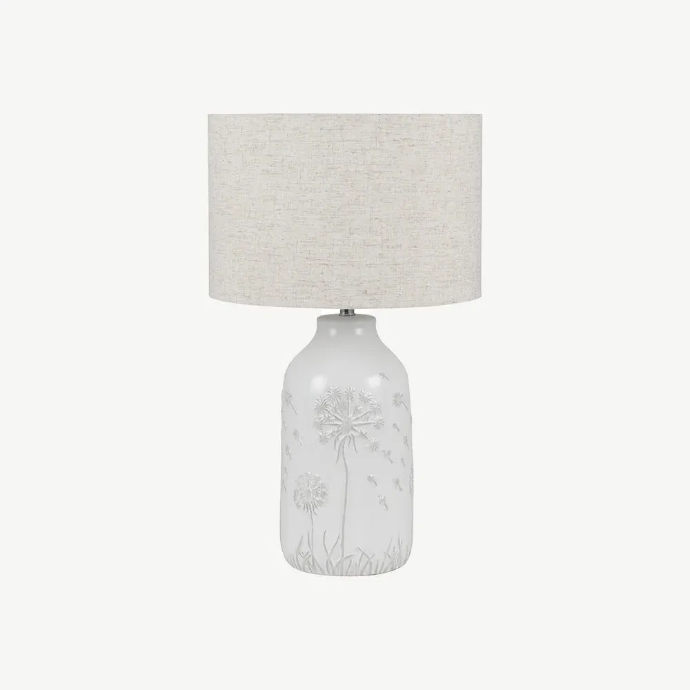 Dandelion Floral Table Lamp - White, Ceramic alternate view