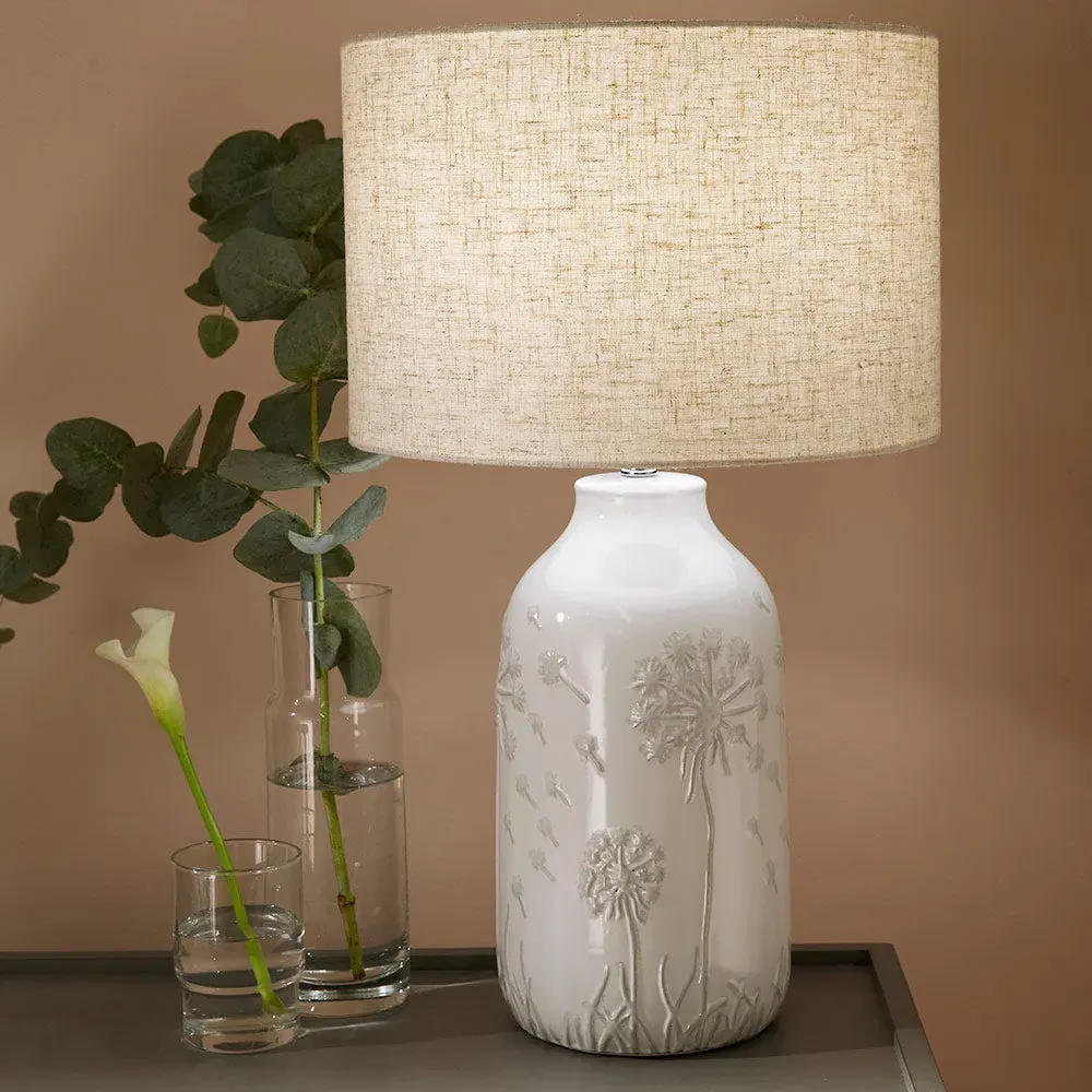 Dandelion Floral Table Lamp - White, Ceramic product