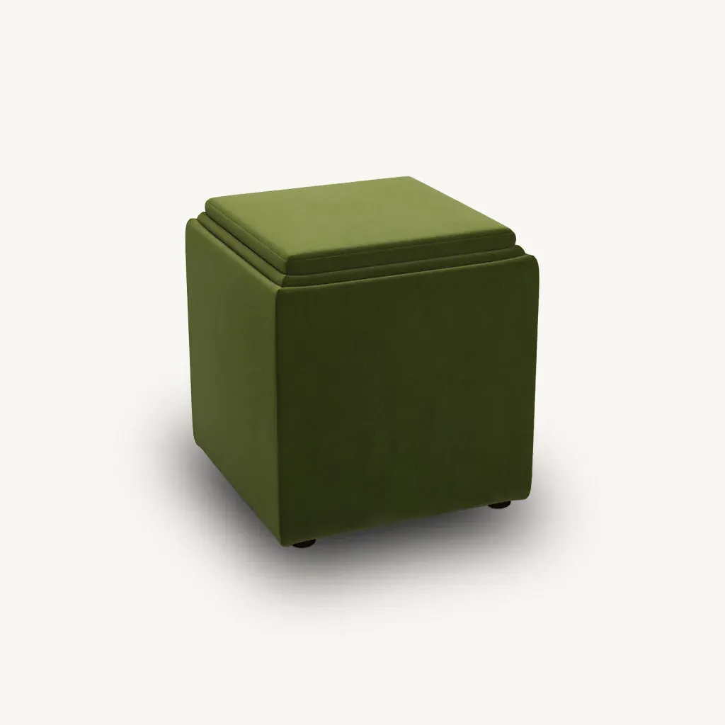 Daphne Storage Cube - Green, Velvet product