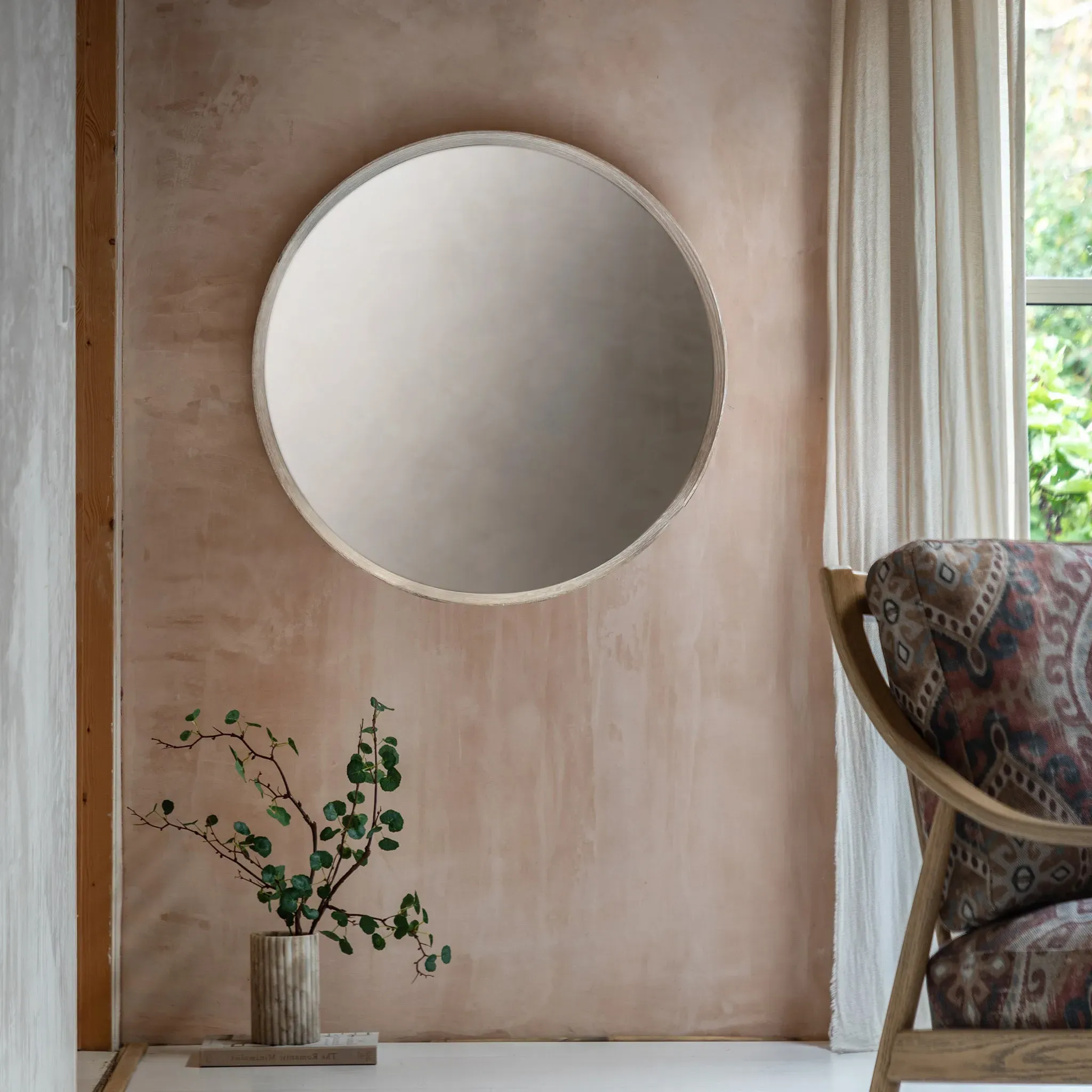 Delhi Round Wall Mirror - Oak alternate view