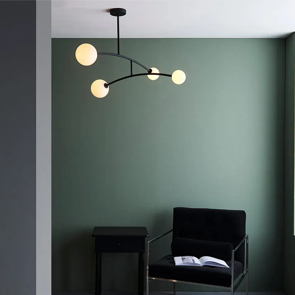 Diana Swing Arm Ceiling Light - Black, Opal Glass alternate view