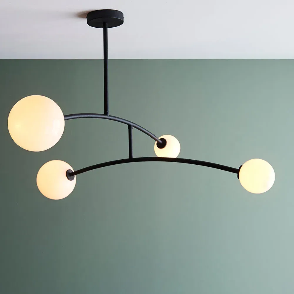 Diana Swing Arm Ceiling Light - Black, Opal Glass product