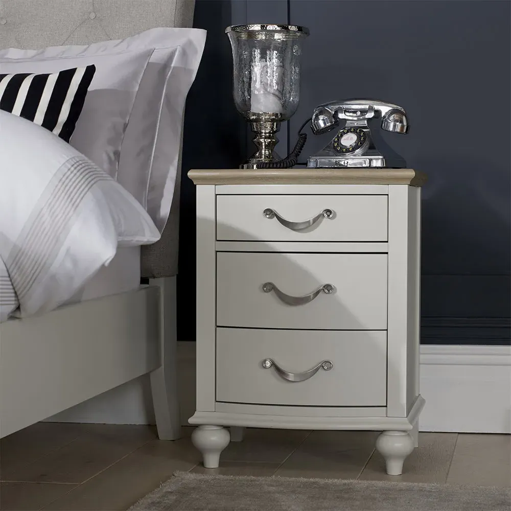 Dieppe 3 Drawer Nightstand - Grey, Washed Oak product
