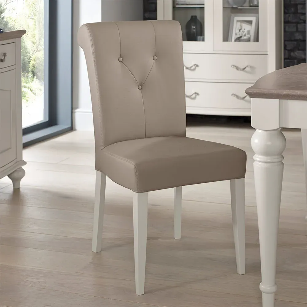 Dieppe Dining Chair with Button Detail - Grey, Bonded Leather product