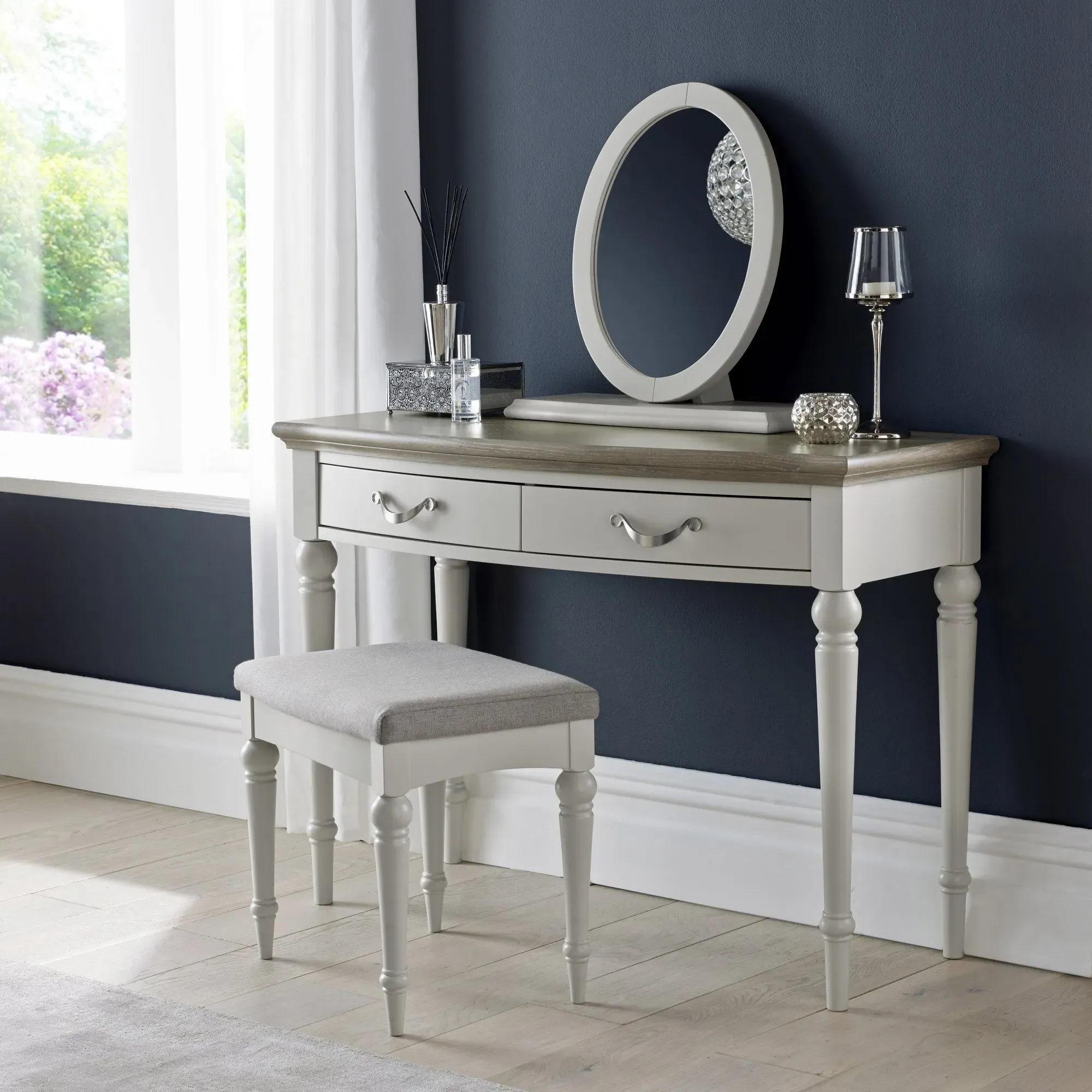 Dieppe Dressing Table with Storage - Grey, Washed Oak product