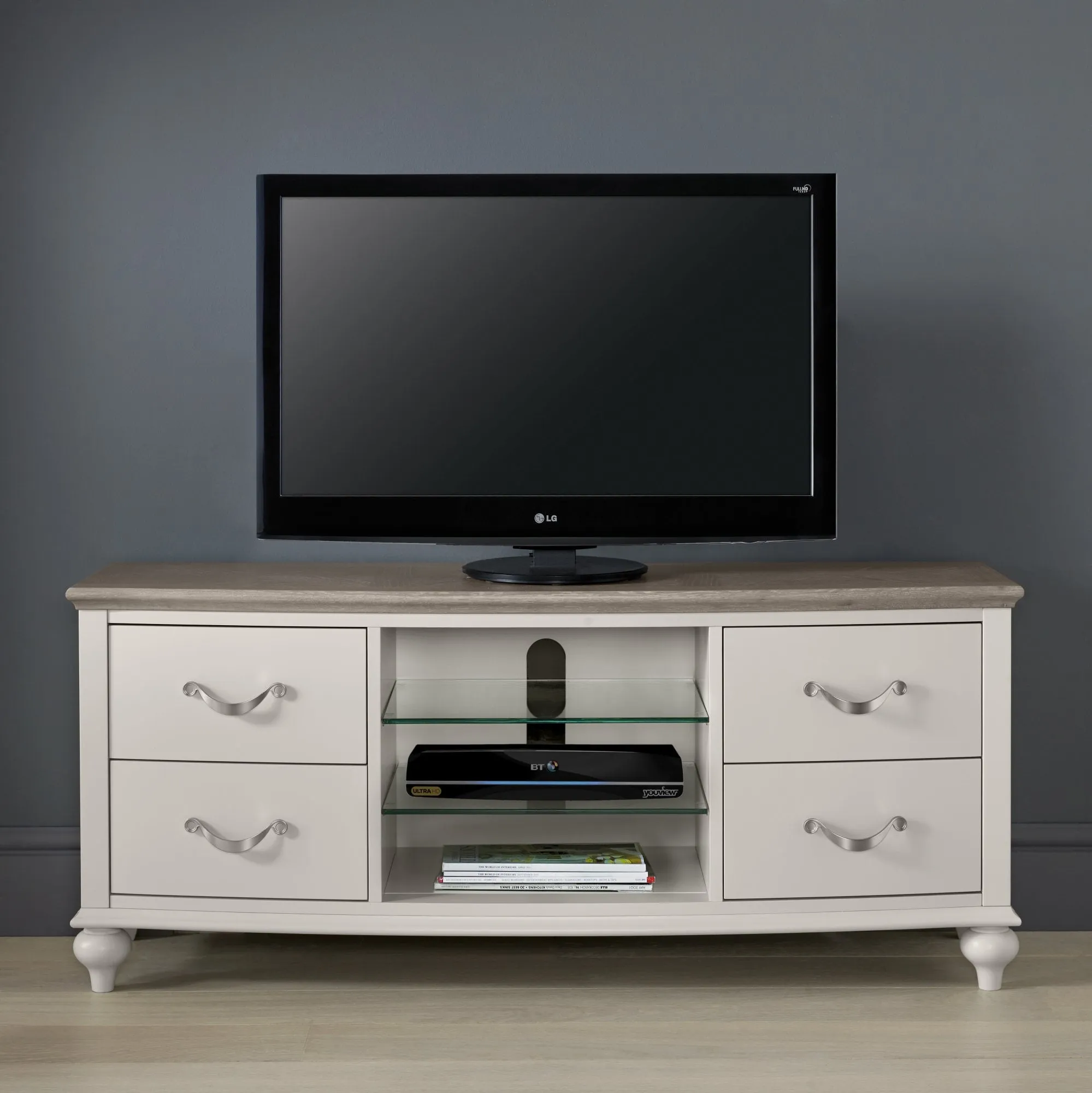 Dieppe Entertainment Unit with Storage - Grey, Washed Oak product