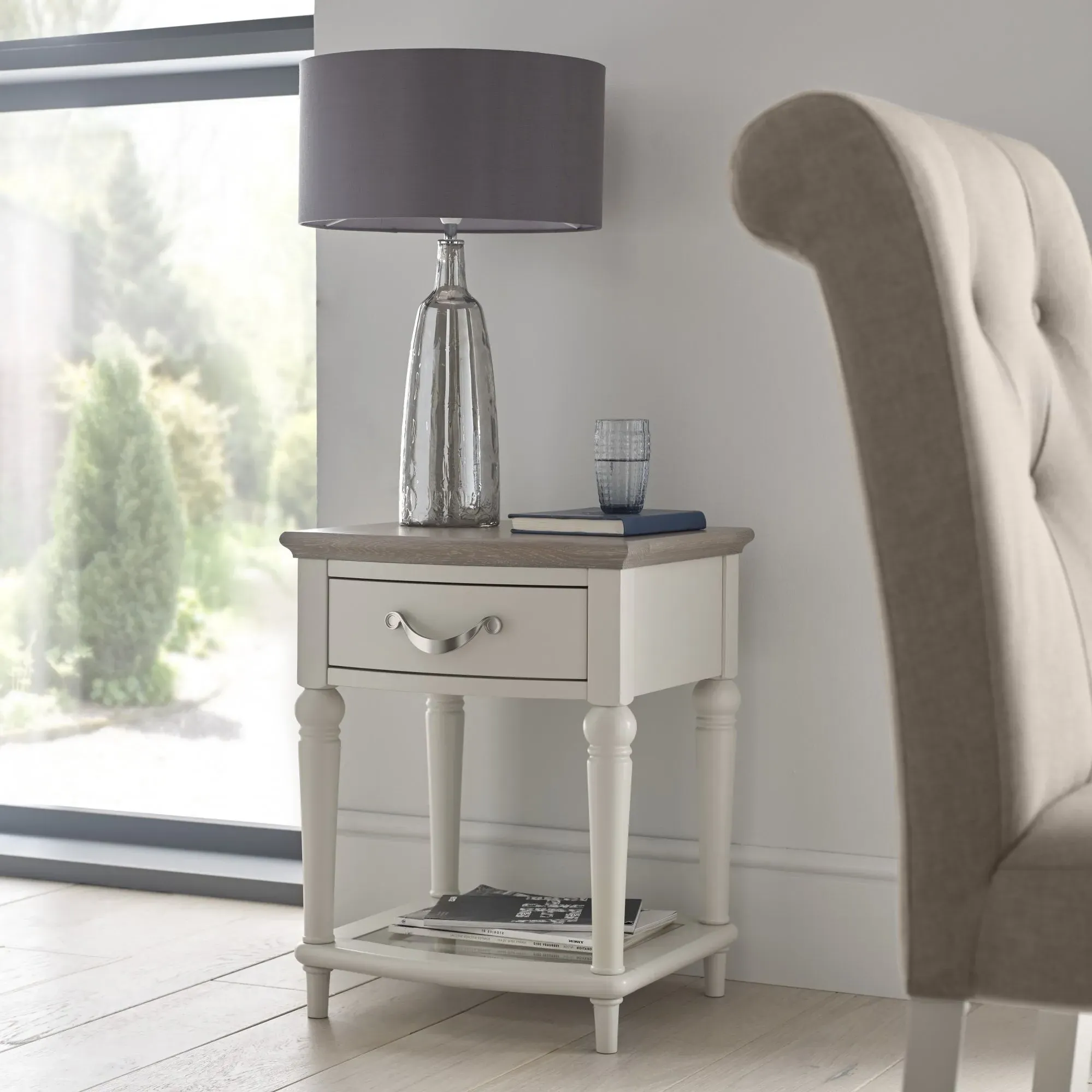 Dieppe Lamp Table - Grey, Washed Oak product