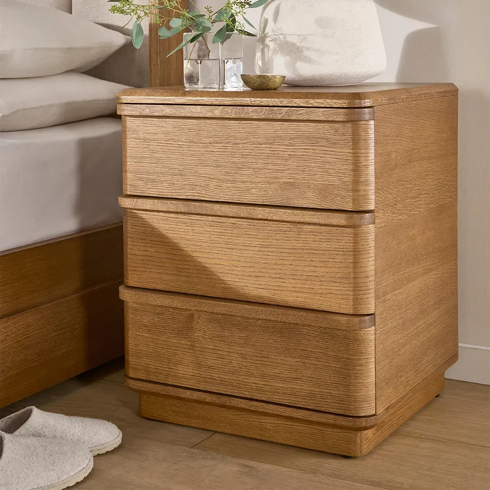 Dixie 3 Drawer Bedside Table - Oak, Solid Wood product