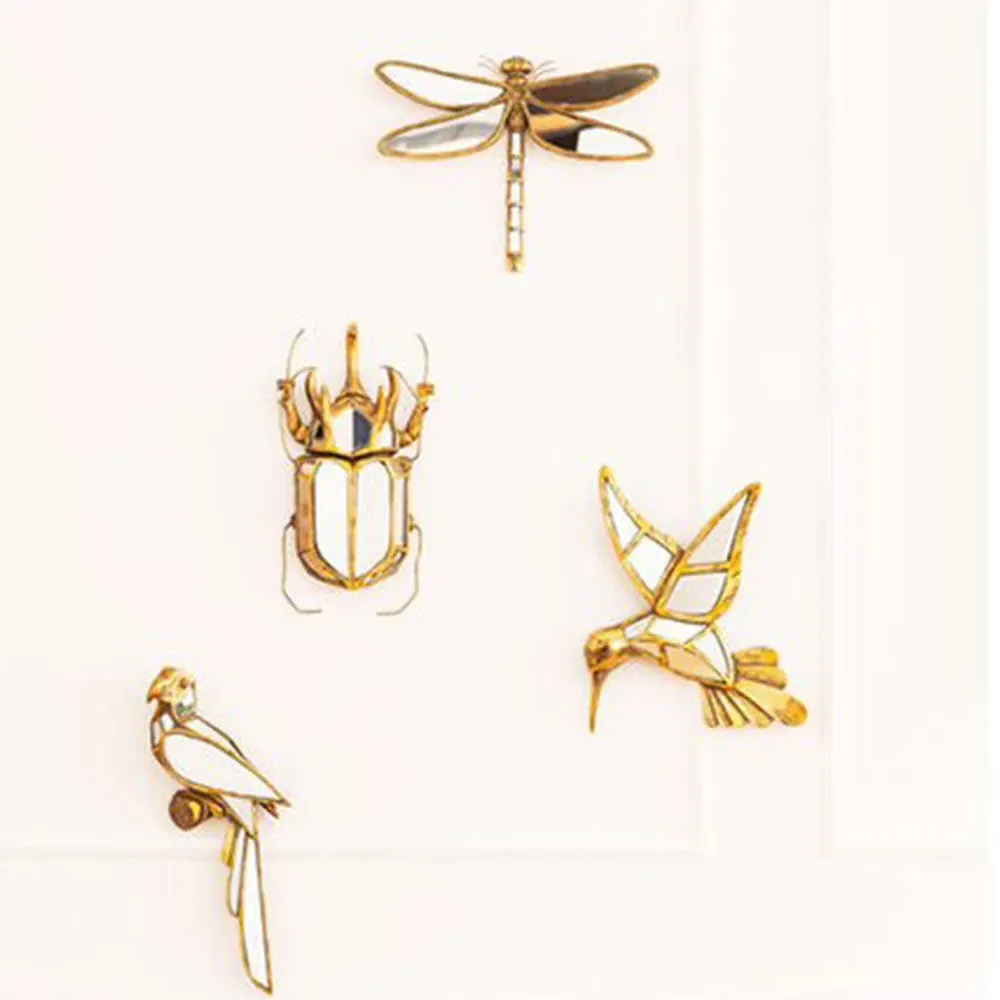 Dragonfly Decorative Wall Mirror - Gold, Metal alternate view