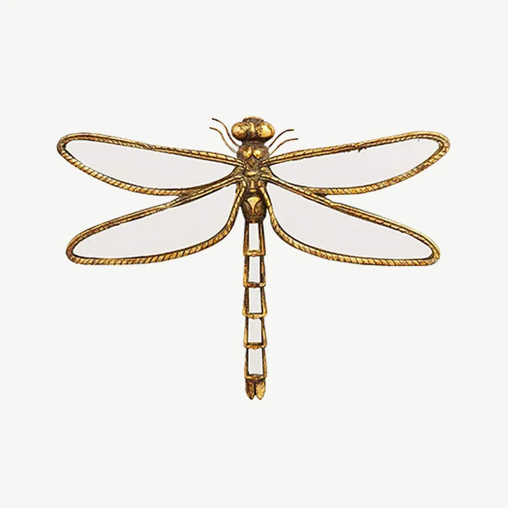 Dragonfly Decorative Wall Mirror - Gold, Metal product