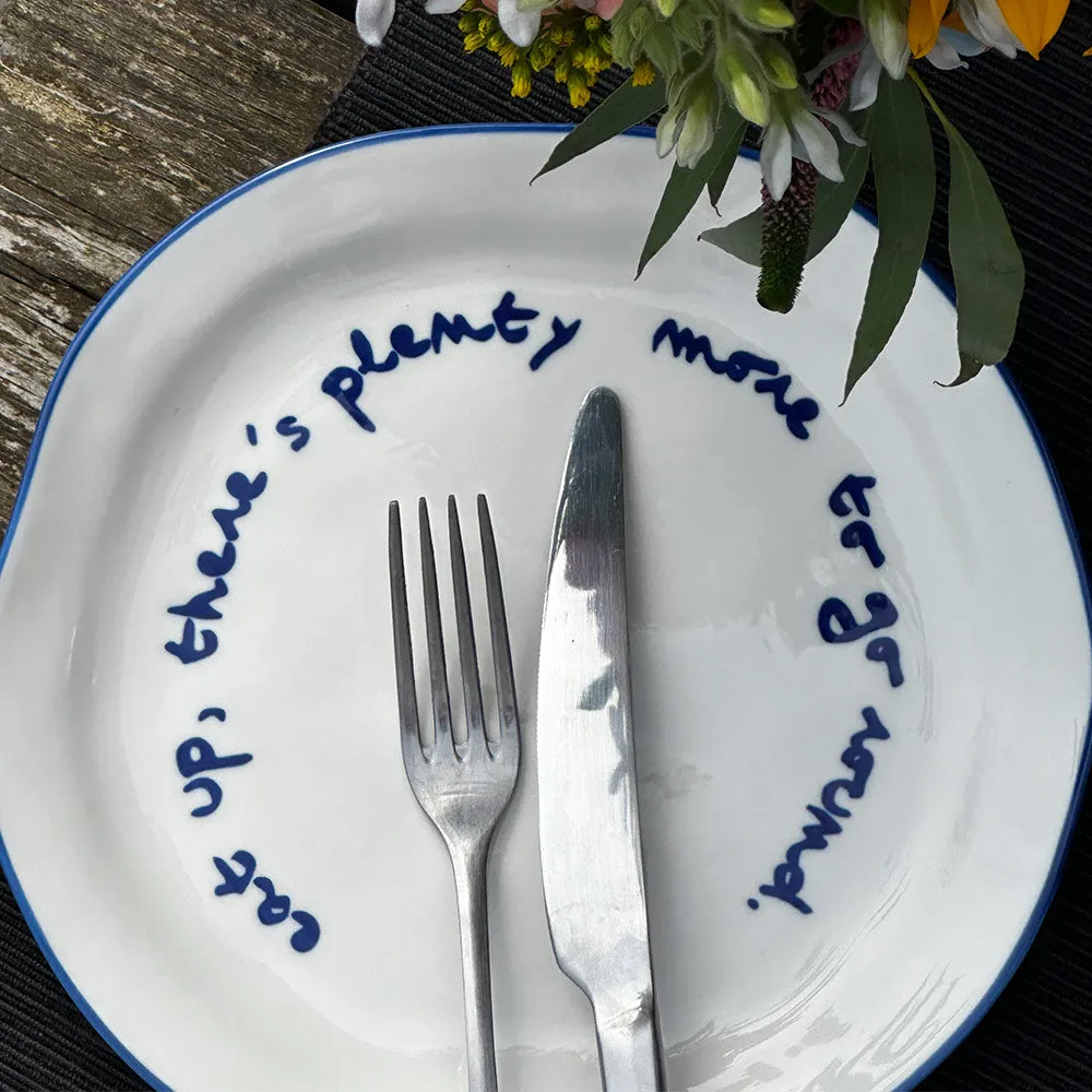 "Eat Up" Decorative Plate - Blue, Stoneware alternate view
