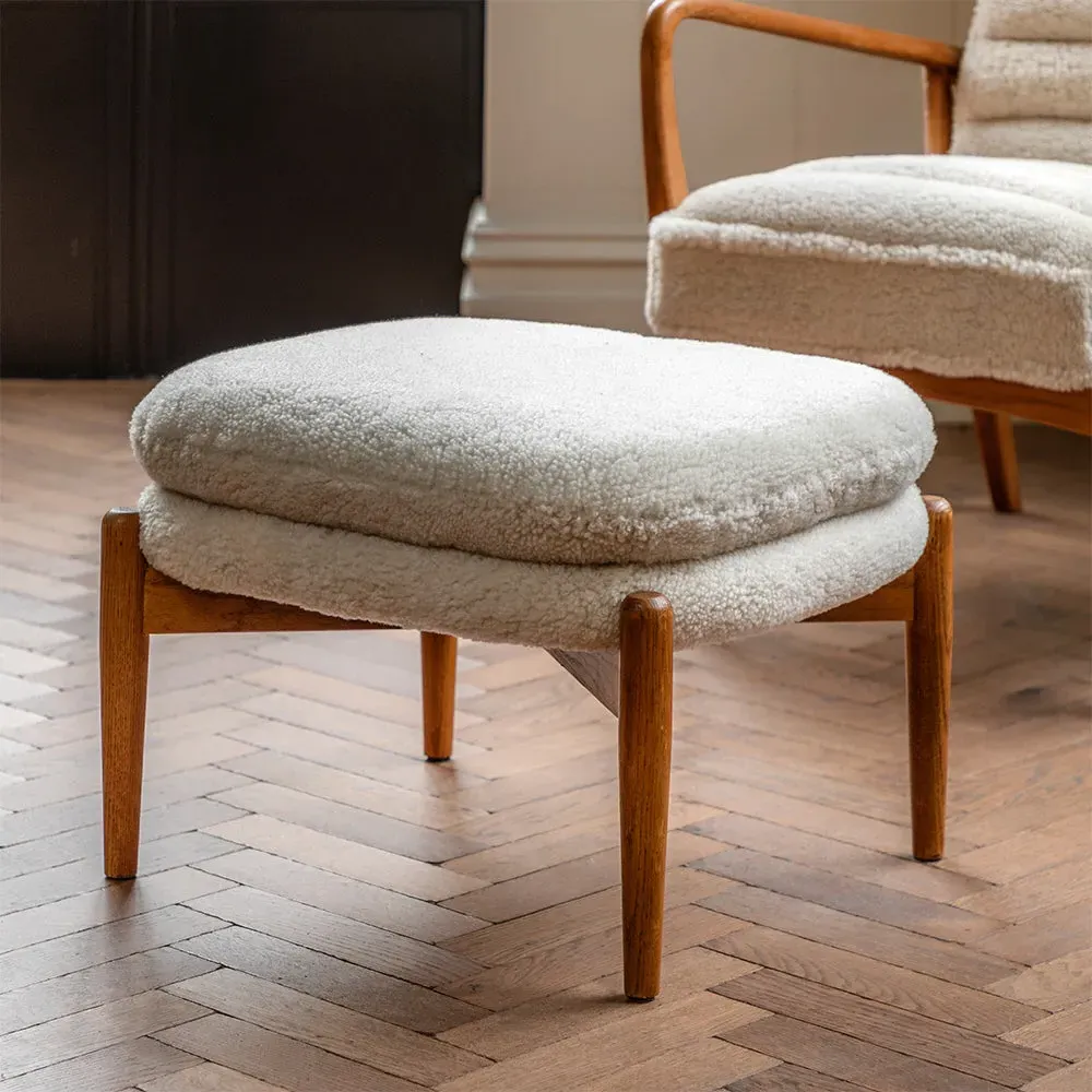 Elgin Footstool - Sheepskin, Oak product