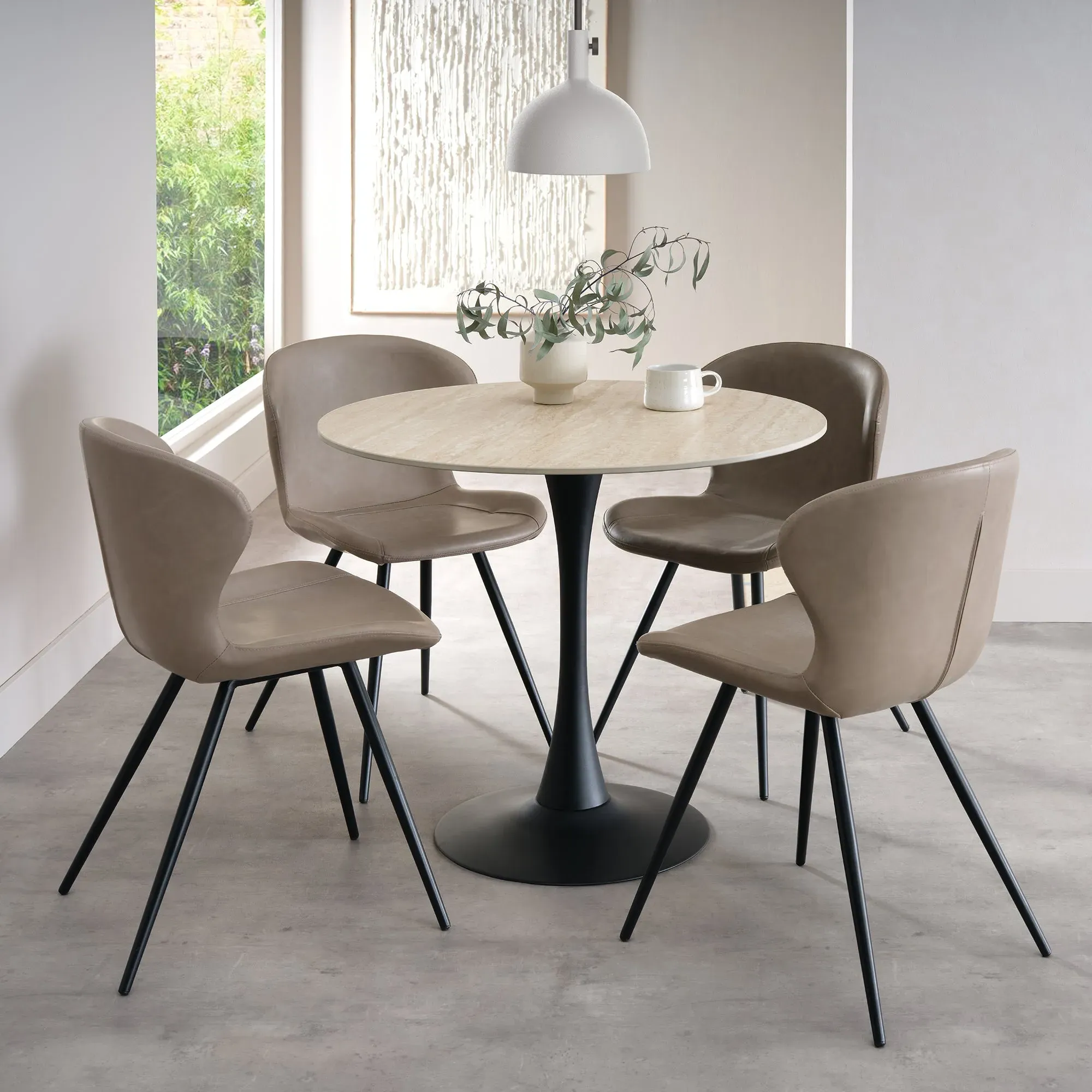 Enzo & Hector Round Dining Table and 4 Chairs - Beige product