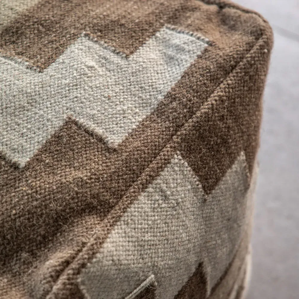 Falun Tonal Pouffe - Biscuit, Woven Fabric alternate view
