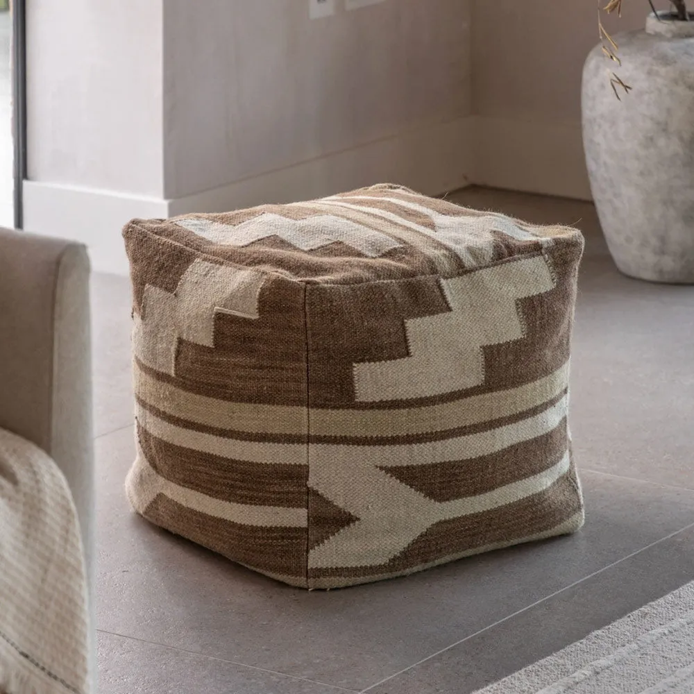 Falun Tonal Pouffe - Biscuit, Woven Fabric product