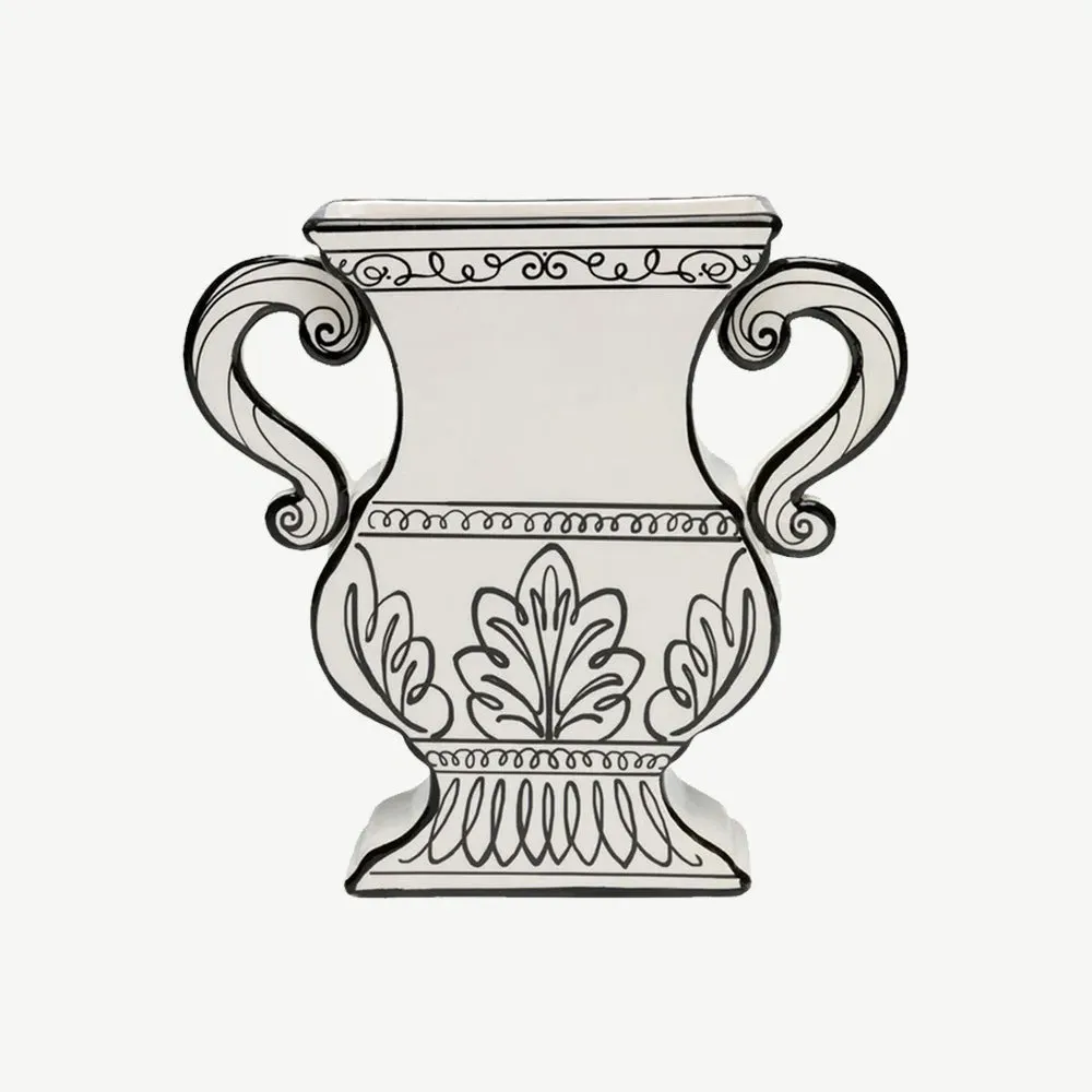 Favola Amphora Vase - Black, White, Ceramic product