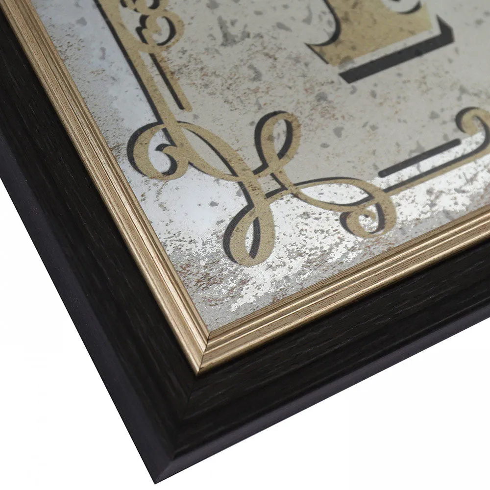First Class Typographic Wall Mirror - Gold, Dark Brown alternate view