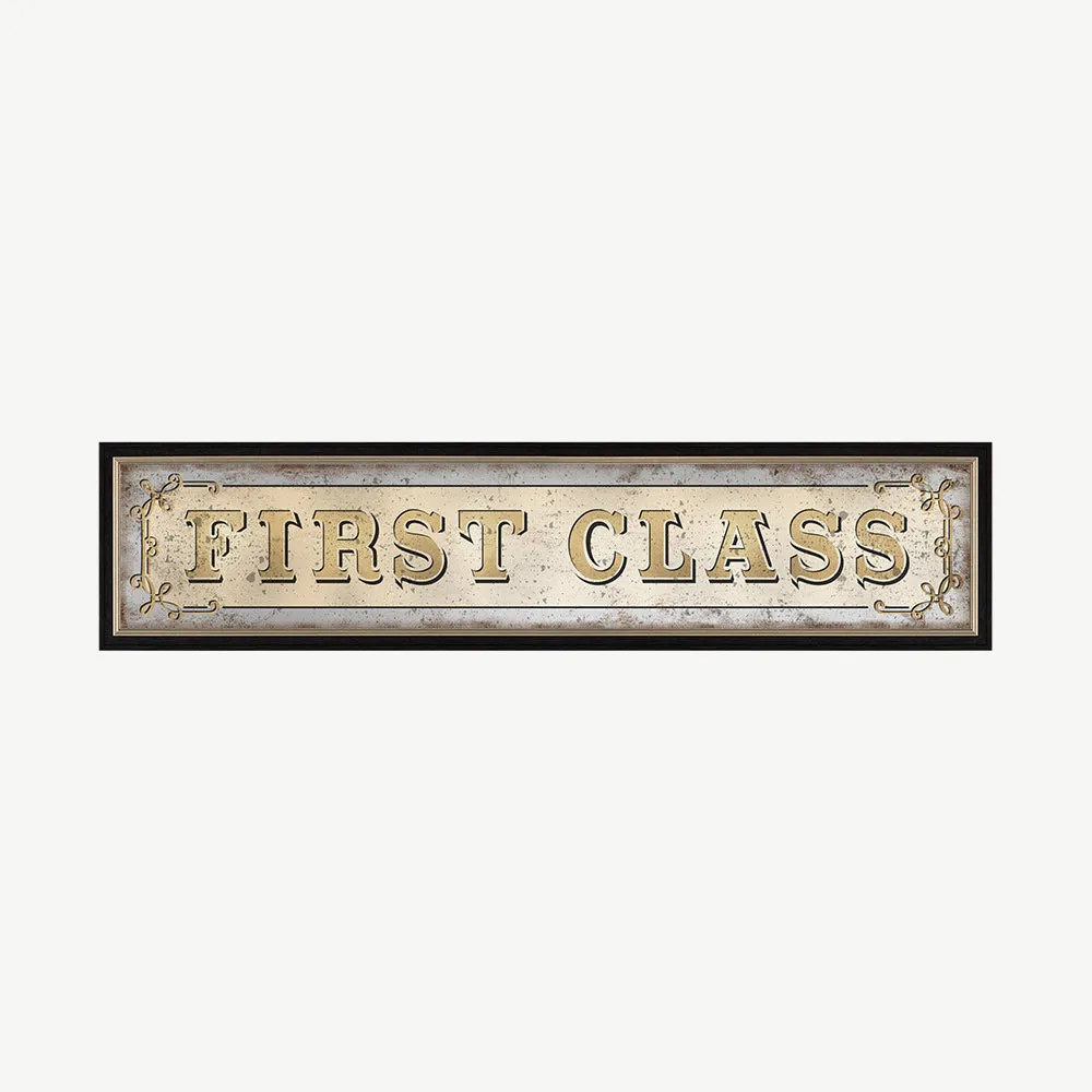 First Class Typographic Wall Mirror - Gold, Dark Brown product