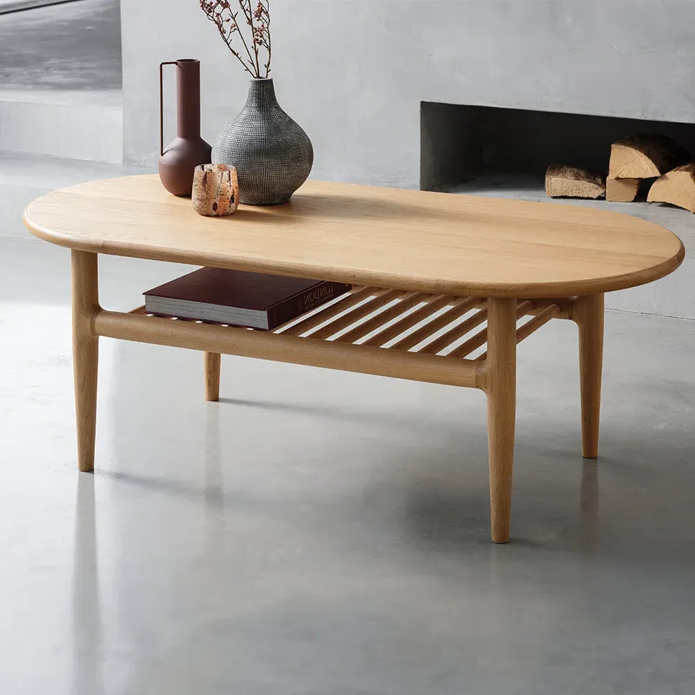G Plan Winchester Oval Coffee Table with Shelf - Natural Wood product